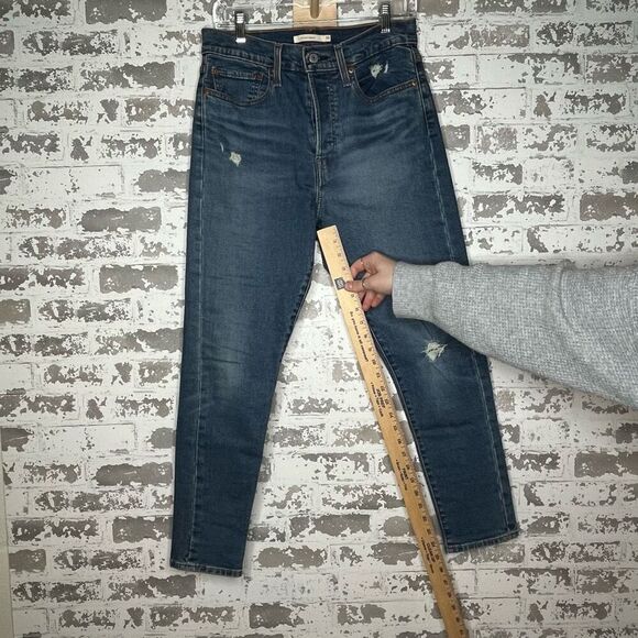 Levi’s | women denim wedgie skinny distressed button fly jeans - Picture 5 of 11